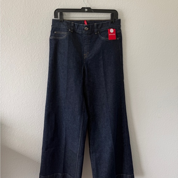 SPANX Dark Blue Denim Jeans Wide Leg Large